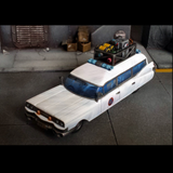 Paranormal Exterminators Vehicle PX1 by Crooked Dice.  A resin vehicle representing a converted hearse enabling paranormal investigators and exterminators to travel from one supernatural event to another.