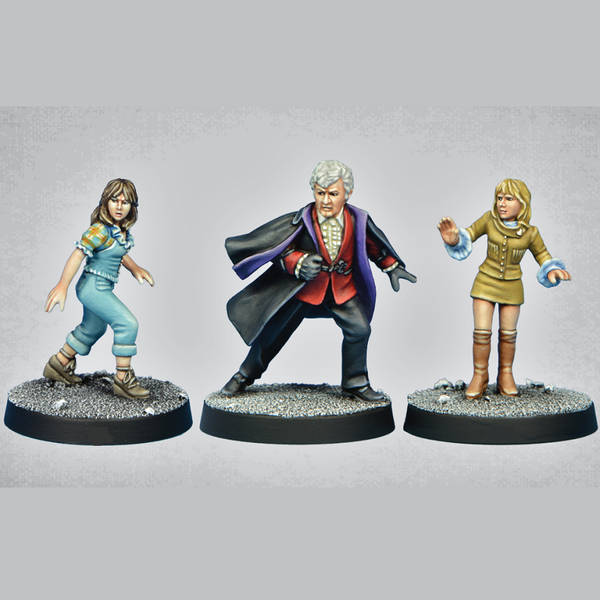 Heroes 6 by Crooked Dice. A set of three metal figure representing one dapper male and two 1970's inspired females making a great edition to your RPGs represen and tabletop gaming needs.