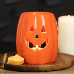 An orange pumpkin oil burner and wax burner for your Autumn home décor, with a happy Jack O Lantern face on the front.An orange pumpkin oil burner and wax burner for your Autumn home décor, with a happy Jack O Lantern face on the front.