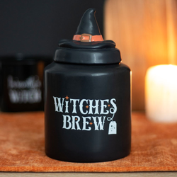Witches Brew Ceramic Canister. A wonderfully spooky way to store your tea bags or indeed anything else you wanted to keep in this black canister jar.