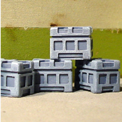 Cargo Crates A by Crooked Dice, a pack of four science fiction style crates for your RPGs, wargaming settings and tabletop games.