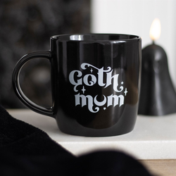 Goth Mum Black Mug. Start your day like a true goth mom with this quirky black mug!