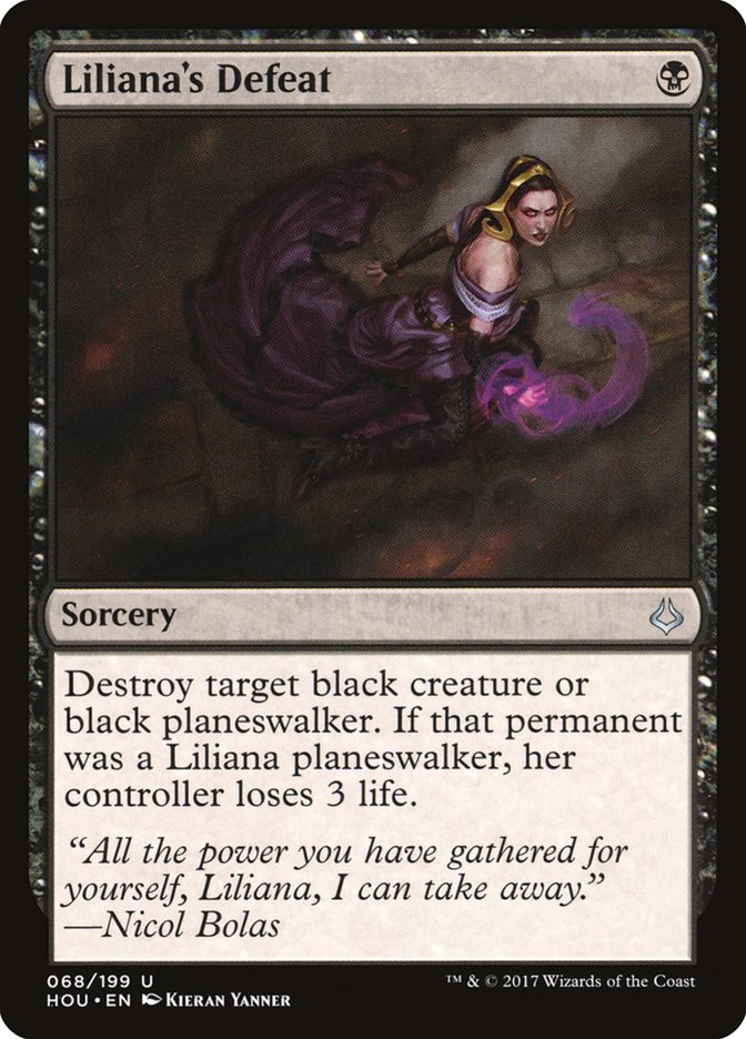 Hour of Devastation Liliana's Defeat #068 Card Front