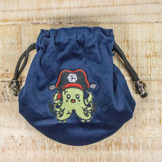 Blue drawstring bag with a embro...
