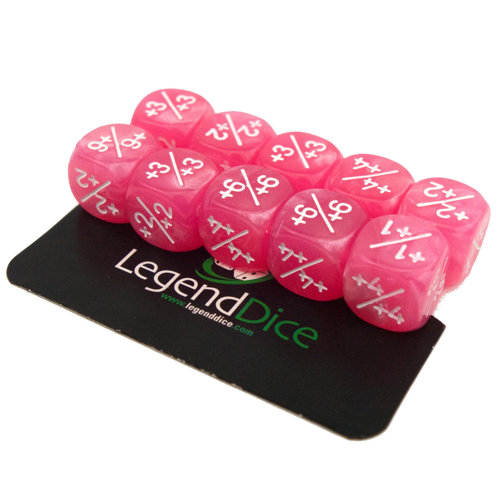 12mm Pearl Pink +1/+1 Token Dice – Pack of 10