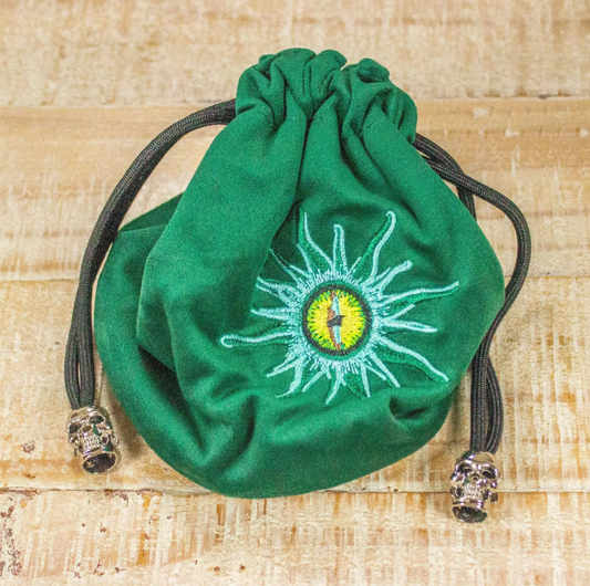 Green drawstring bag with a embr...