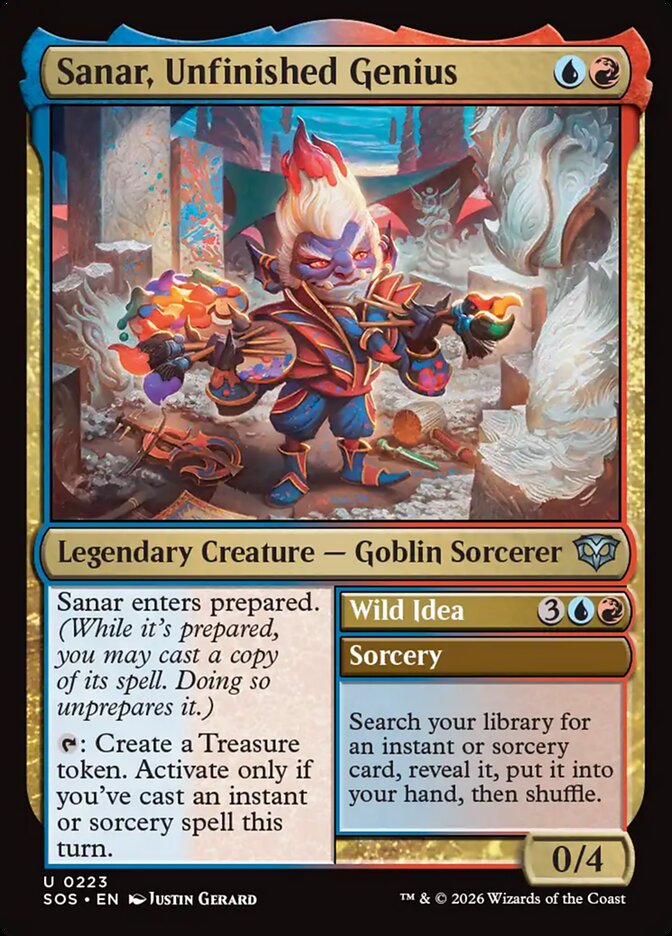 Sanar, Unfinished Genius // Wild Idea Secrets of Strixhaven #223Card Front
