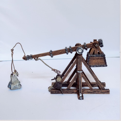 A Trebuchet by Iron Gate Scenery in 28mm scale produced in PLA representing a wooden weapon for your tabletop gaming, RPGs and hobby dioramas.