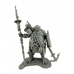 0626 Sea Giant sculpted by Jason Wiebe from the Reaper Miniatures Bones Black range. A limited edition RPG miniature representing a sea monster holding an anchor and a spear with a tentacle beard for your tabletop games.