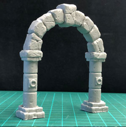 Dungeon Arch by Crooked Dice, a resin miniature representing a stone archway for your RPG, tabletop game or hobby diorama. Approximately 80mm wide x 18mm deep and 90mm high.