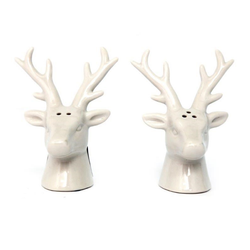 Reindeer Salt & Peper Set. A beautiful and subtle Christmas edition to your home which could easily be left out all year round as part of your kitchen homeware. Shaped like elegant white deer