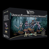 Undead Raiders Starter Warband for ArcWorlde second edition. Gangs of undead raiders pray on travellers brandishing swords and an axe. This starter warband contains heroic 28mm/32mm scale fantasy miniatures cast in white metal
