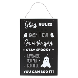 Ghost Rules Hanging Sign
