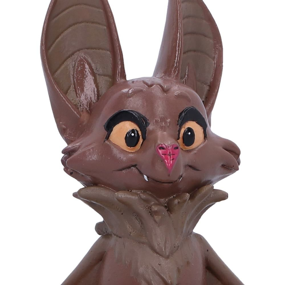 My Lil Familiar Vesper bat figurine.  An adorable ornament of a smiling bat appearing from a black cauldron with the phrase My Lil' Familiar to symbolise you conjuring this cutie from the cauldron to be your familiar pet