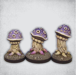 Shrieker Stumpy by Crooked Dice a pack of three stumpy shriekers. These mushrooms look great as fungi plants in your underground cave, alien plants for your off planet RPG or horrors in your lovecraftian game to name just a few.