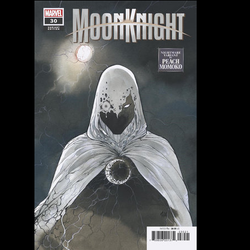 Moon Knight #30 from Marvel Comics by Jed Mackay with art by Alessandro Cappuccio with variant cover by Peach Momoko.