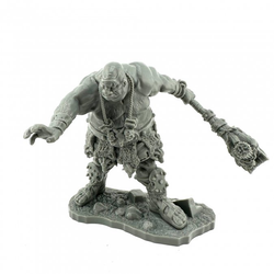 20501 Cyclops sculpted by Jason Wiebe from the Reaper Miniatures Bones Black range. A limited edition RPG miniature representing a cyclops holding a club and reaching forward with his other hand for your tabletop games.