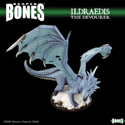 77761 Ildraedis The Devourer sculpted by Questron Studios from the Reaper Bones range of tabletop miniatures. This lovely dragon miniature with make a great edition to your RPG, diorama or to add to your Dragon collection