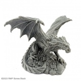 20347 Treasure Dragon sculpted by J Guthrie from the Reaper Miniatures Bones Black range. A lovely dragon miniature sat on a pile of treasure for your RPG and tabletop games