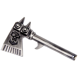 Warhammer 40k Ork Choppa Bottle Opener. Finally you can open your favourite beverage with an Ork axe and who would not want to do that! ok so not an actual Ork axe but certainly a cool, weighty and awesome bottle opener in the style of an Ork axe and I hope you are shouting WAAAGH while you do so.