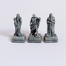 A pack of three Male Statues from Iron Gate Scenery printed in resin in 28mm scale making a great edition for your tabletop games, RPGs, roman settings, dungeon scenery and other hobby needs.
