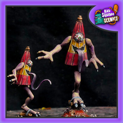Bad Squiddo Games Kasa-Obake.  One resin miniature representing Kasa-Obake of which is a ghost spirit from Japanese folklore and also goes by the name of Yokai, an umbrella spirit with one eye that hops around on one leg playfully scaring people with a lick from its big tongue