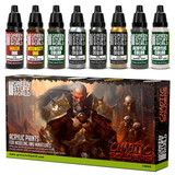 Chaotic Soldiers Paint Set by Green Stuff World. A set of 8 acrylic paints with an opaque and smooth matt finish. Made using the new Green Stuff World Maxx Formula and are provided in dropper bottles for easier flow control. 