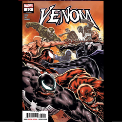 Venom #30 from Marvel Comics written by Al Ewing with art by Cafu. Eddie Brock has spread himself too thin—literally! 