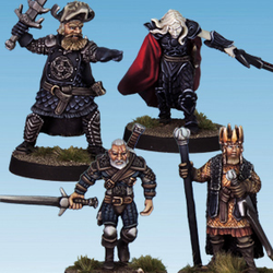 Fantasy Stars by Crooked Dice.&nbsp; A set of four metal figures representing a king, hero, henchman and hunter for your RPGs, tabletop gaming and more hobby needs.&nbsp; &nbsp;