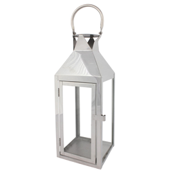 Large Silver Lantern. A wonderful feature piece for your home, office or gaming room, with glass display windows and chunky handle.