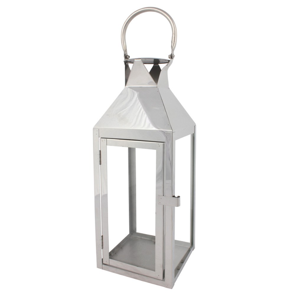 Large Silver Lantern. A wonderful feature piece for your home, office or gaming room, with glass display windows and chunky handle.