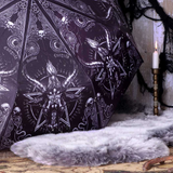 Baphomet Umbrella features a repeating image of a goats head and gothic style patterning making a wonderful edition to your rainwear or as a gift for a goth or satanic styled friend.  