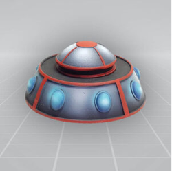 Video Saucer by Crooked Dice a resin video arcade mothership which stand at approximately 20mm high and 40mm wide and provided with a perspex flying base.