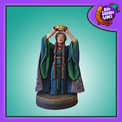 Bad Squiddo Games Lady Macbeth.  A metal miniature representing the wife of the tragic hero in the Shakespeare tragedy Macbeth and sculpted based on the artwork of John Singer Sargent 