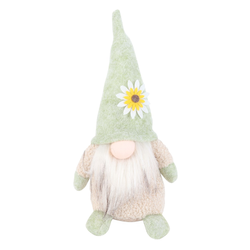 A wonderful soft green and beige sitting gonk&nbsp; with a flower on its pointed hat, a fuzzy bear and beans in the base to aid stability. A lovely edition to your home or as a gift for a Gonk or cuteness fan.