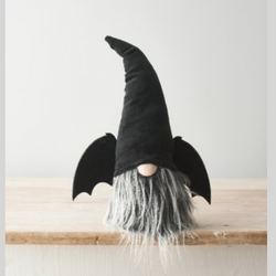 his 40cm Bat Gonk is the perfect spooktacular addition to your home décor, with its black soft hat, grey beard, cute nose, and bat wings