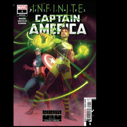 Captain America Annual 2021 #1 Infinite Destinies from Marvel Comics written by Gerry Duggan with art by Marco Castiello. The fugitive known as Overtime broke out of death row when the time stone chose to bond with his soul, giving him powers he barely understood. Now, thanks to Captain America...his time is up. 