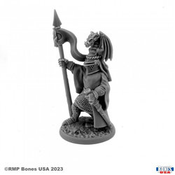30153 Sir Justin The Green Heraldic Knight from the Reaper bones USA legends range, sculpted by Werner Klocke. A digitally remastered miniature representing a heraldic knight with an elaborate dragon helm and holding a spear for your tabletop gaming and hobby needs.&nbsp; 