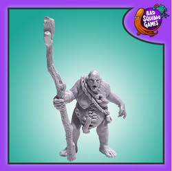 Grandmaw, a resin miniatures by Bad Squiddo Games sculpted by Stephen Blanche representing a naked creature holding a large tree branch as a staff, with parts of her guts hanging out and skeletons strapped to her back making a great miniature for your&nbsp;tabletop gaming, diorama and RPG needs.&nbsp;