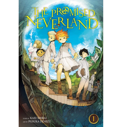 manga graphic novel The Promised Neverland Volume 1 by Kaiu Shirai with illustrations by Demizu Posuka.