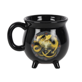 Imbolc Colour Changing Cauldron Mug By Anne Stokes. This black cauldron mug features Imbolc dragon