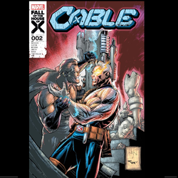 Cable #2 from Marvel Comics written by Fabian Nicieza with art by Scot Eaton. Cable and his younger counterpart are racing to try to stop the rise of the Neocracy before it can take root and exterminate all life on Earth as they know it—but when their investigations sends them crashing into the Grey Gargoyle, Cable and young Nate will have to battle for their lives or risk being turned into stone