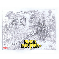 Black Panther #1 sketch variant cover from Marvel Comics by John Ridley, Juann Cabal & Federico Blee.   