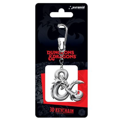 Dungeons & Dragons Ampersand 3D Keychain.  A large officially licensed D&D 3d keyring featuring the classic solver dragon ampersand.