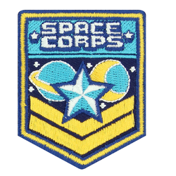 Space Corps Iron On Patch, 100% cotton embroidered patch with iron on adhesive backing. A fun and bright patch for your bag, jacket, hat and more. 