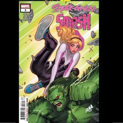Spider Gwen Smash #3 from Marvel Comics written by Melissa Flores and art by Enid Balam. After an amazing concert in Los Angeles, Gwen is hoping for a quiet day off with the Mary Janes, but that is quickly ruined when Dazzler goes missing! Plus the secret origin of Earth-65's Hulk is finally revealed&nbsp;