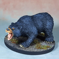 Bear by Crooked Dice, one 28mm scale resin miniature representing a bear showing its teeth down on all four paws, making a great miniature for your RPG or tabletop game.