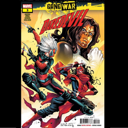 Daredevil Gang War #3 from Marvel Comics by Erica Schultz with art by Sergio Davila. For the first time in her life, Elektra may be out of her depth! With the city engulfed in violence and chaos, she's the only thing standing between the people of Hell's Kitchen and a bloodthirsty criminal conspiracy!