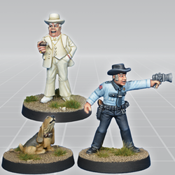 Small Town Crooks by Crooked Dice a pack of three white metal miniatures for your tabletop games.