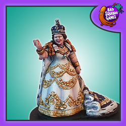 Bad Squiddo Games Queen Elizabeth II Coronation.  A metal miniature representing the coronation of Queen Elizabeth the Second in 1953